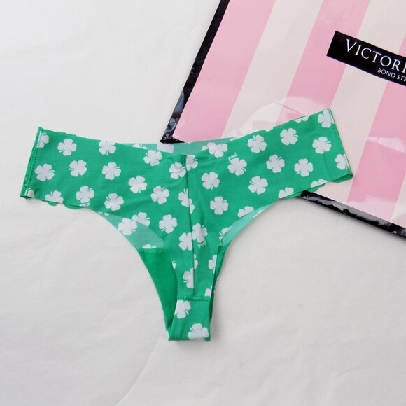 NWT Victorias secret PINK st patty's day clovers no show thong seamless - Picture 4 of 4